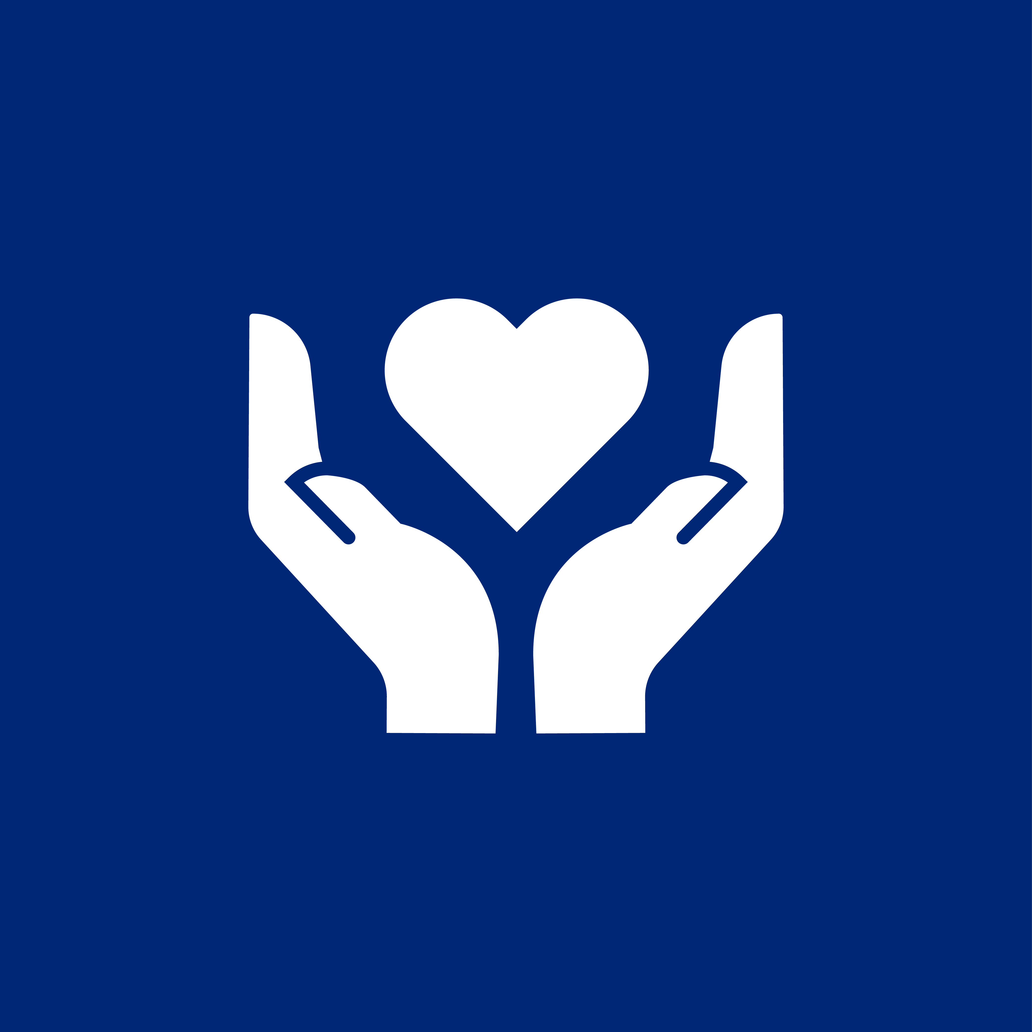 Icon representing our people showing hands holding a heart